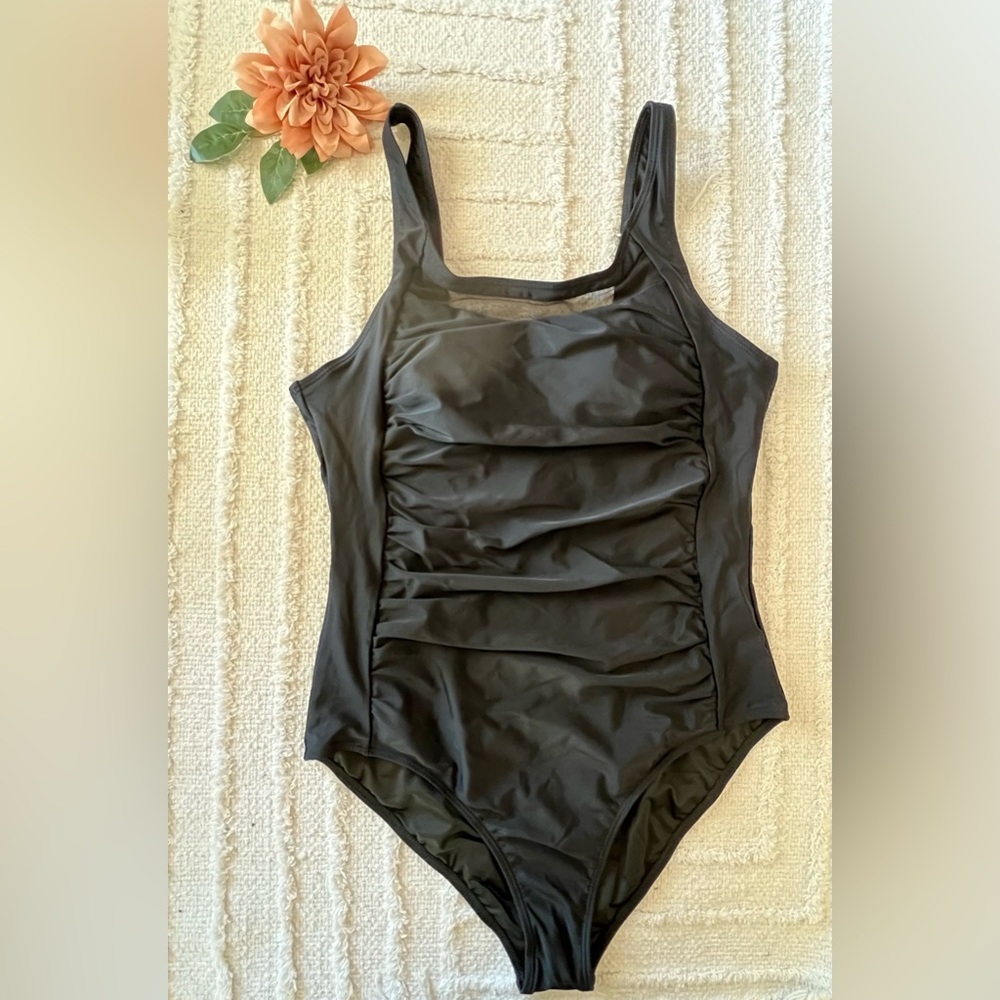 AMAZON Black One Piece Swimsuit Monokini Mesh Bathing Suit- Size L